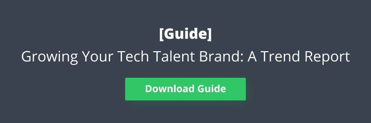 Banner reading "[Guide] Growing your Tech Talent Brand: A Trend Report"