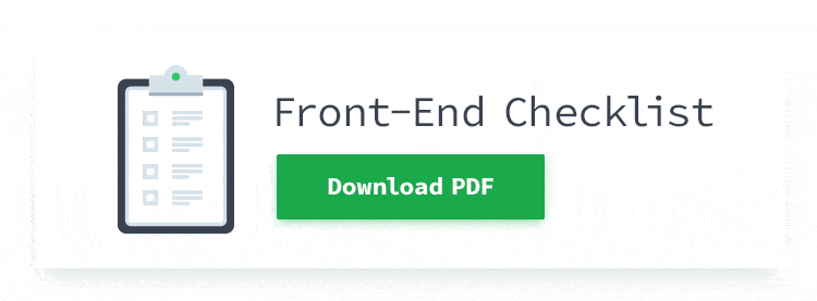 An illustration of a checklist next to the words "Front-End Checklist"