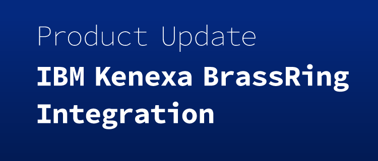 White text reading "Product Update IBM Kenexa BrassRing Integration" on blue background