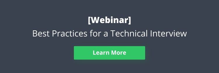 Button to sign up for the upcoming webinar, Best Practices for a Technical Interview
