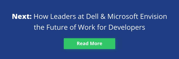 Banner reading "How Leaders at Dell and Microsoft Envision the Future of Work for Developers"