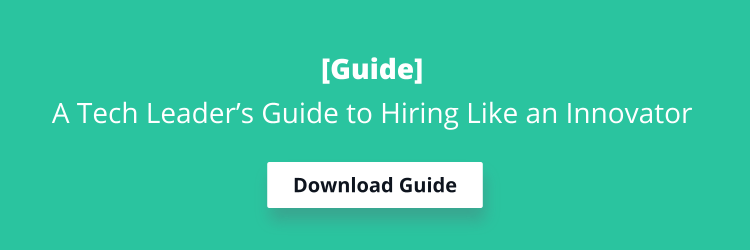 Banner reading "[Guide] A Tech Leader's Guide to Hiring like an Innovator