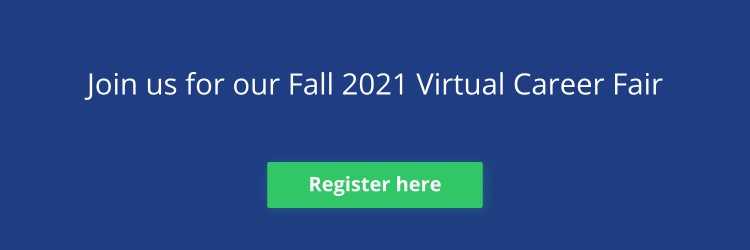 Banner reading "Join us for Fall 2021 Virtual Career Fair"