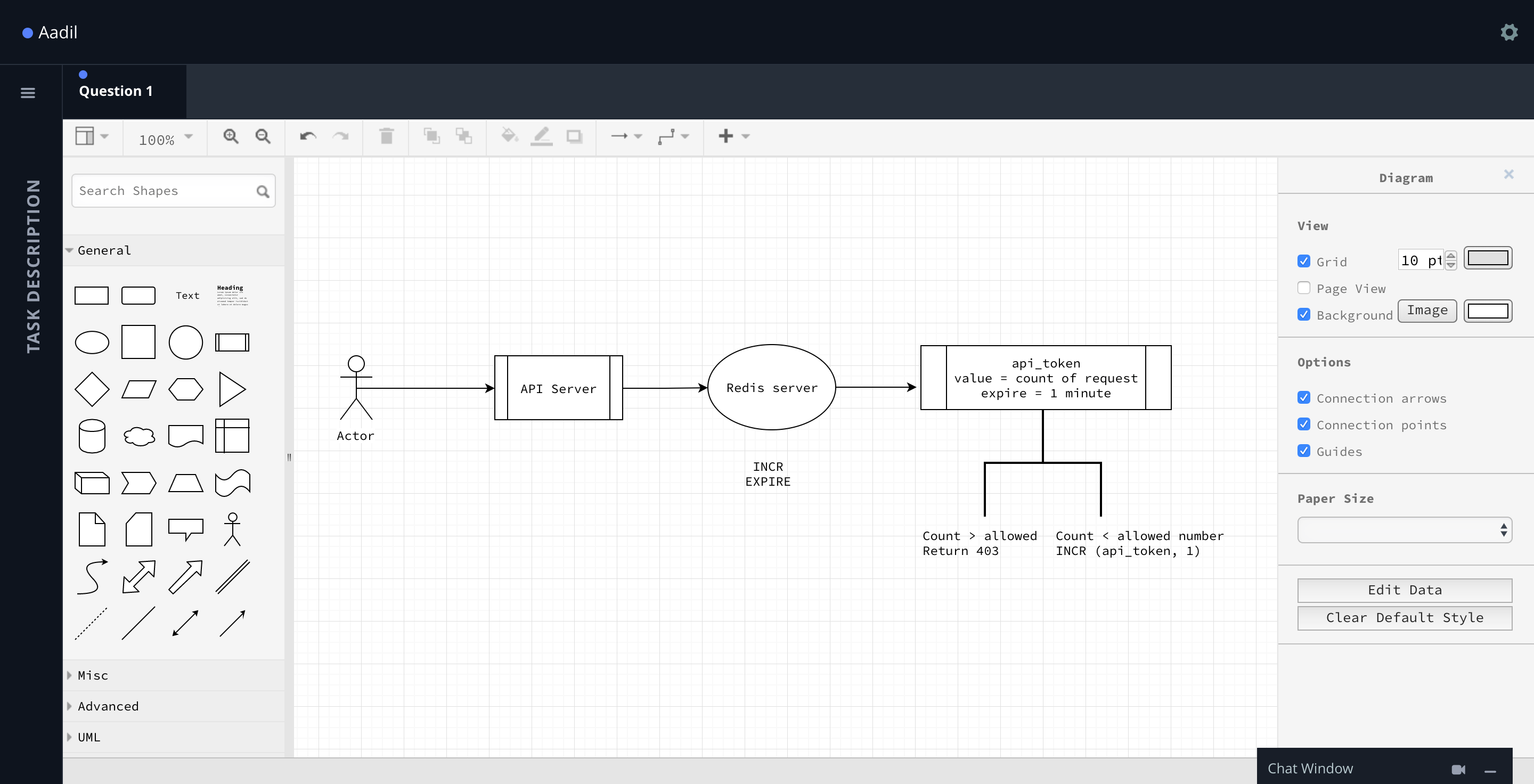 CodePair's virtual whiteboard interface