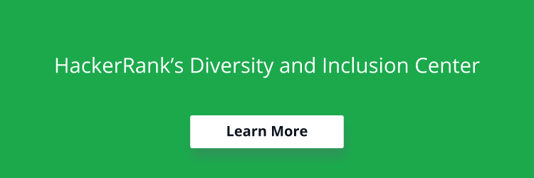 Banner reading "Hackerrank's Diversity and Inclusion Center"