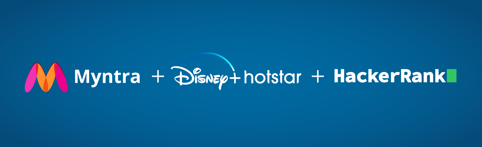 Myntra's, Disney+ Hotstar's and Hackerrank's logos