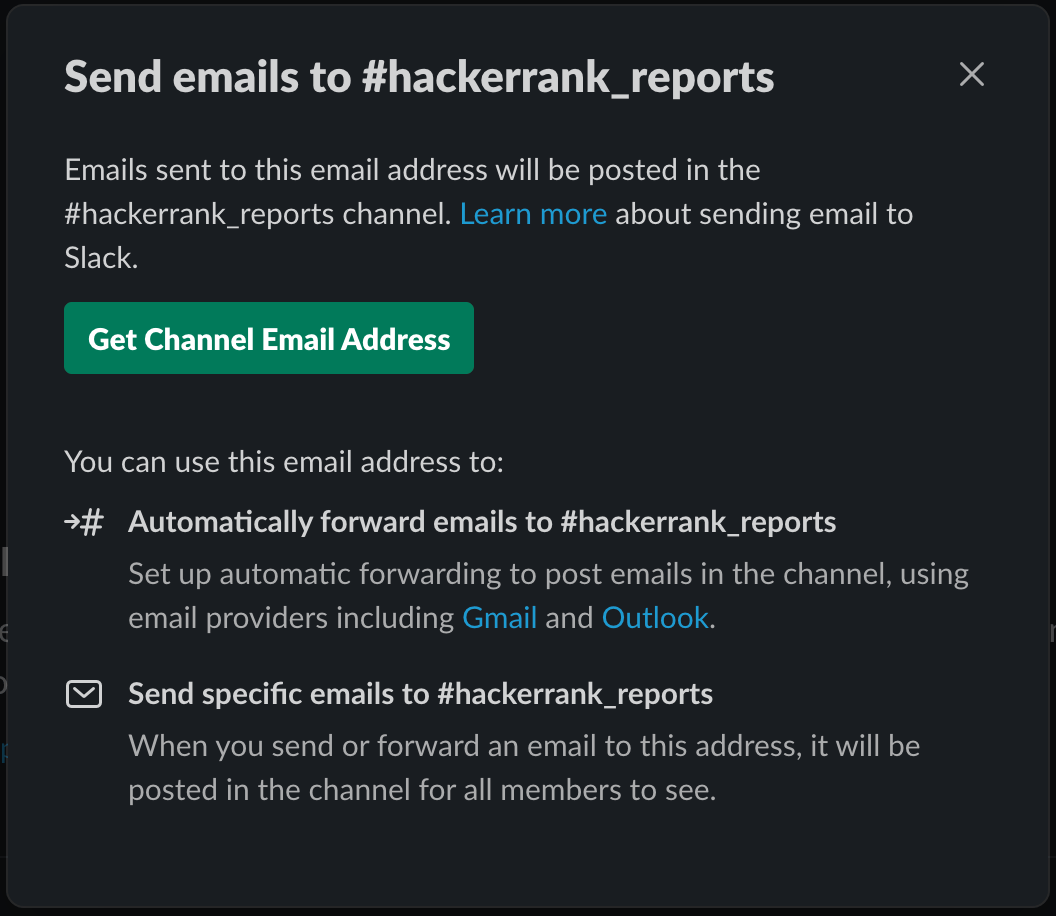 Slack create email ID screenshot