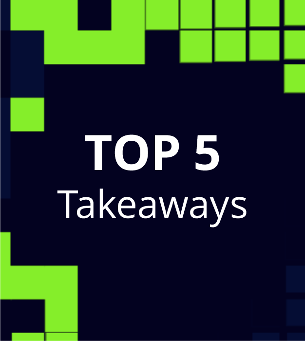The words "Top 5 takeaways" written on a tetris-like background